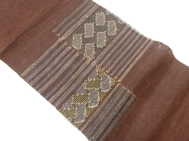 JAPANESE NAGOYA OBI FOR SUMMER / WOVEN ABSTRACT STRIPE